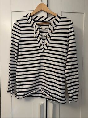 Kate Spade Nautical / Coastal look - Striped Lace-Up top - White & Navy